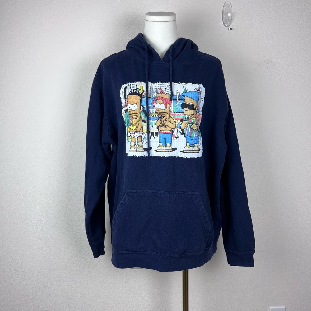 Delta Fleece Sweatshirt Adult XL Blue Y2K Bart Simpson Wutang Tupac Biggie